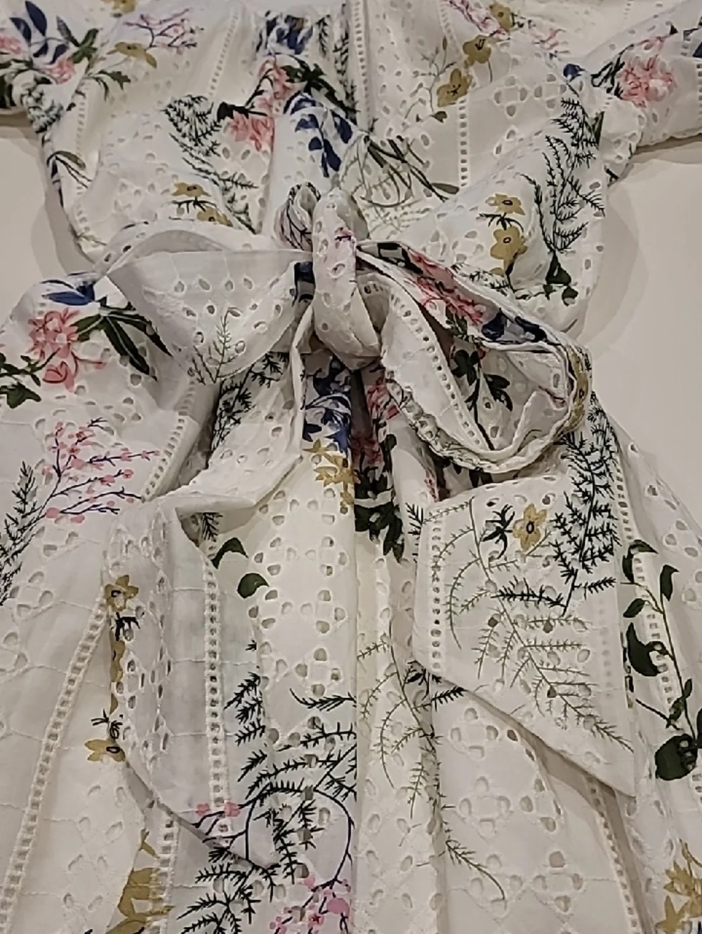 Just Me White Floral Eyelet Off-Shoulder Midi Sun Dress Large - Picture 7 of 13